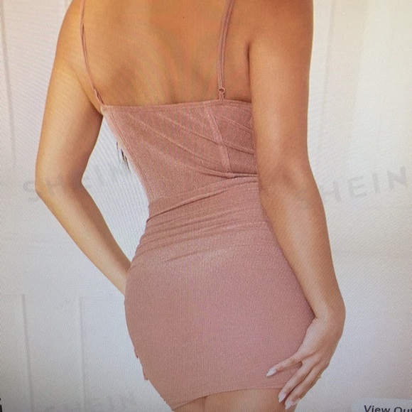 Sparkly apricot color body con dress small - Picture 4 of 10